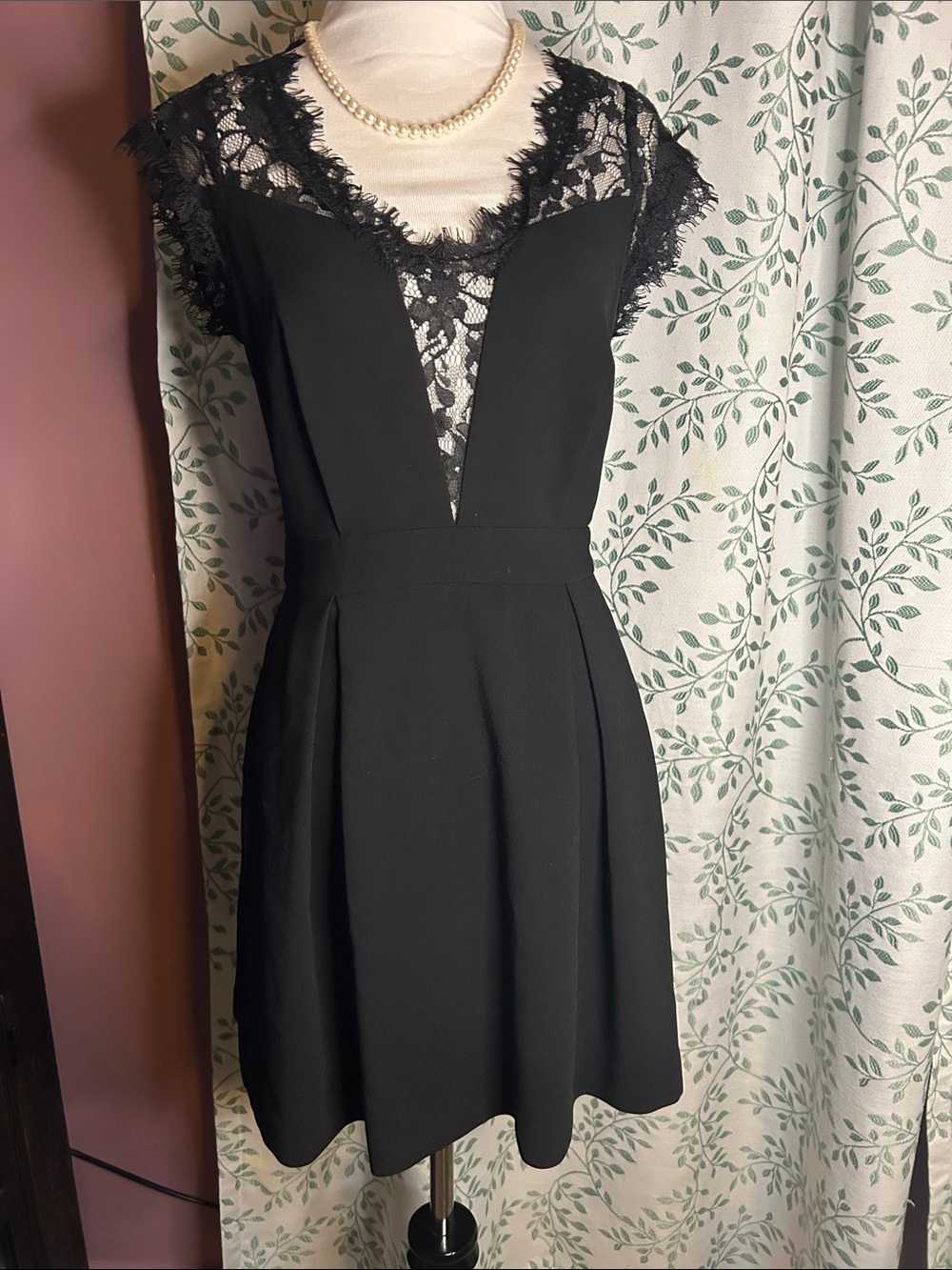 BCBGeneration Black Lace Inset Fit & Flare Mini Dress